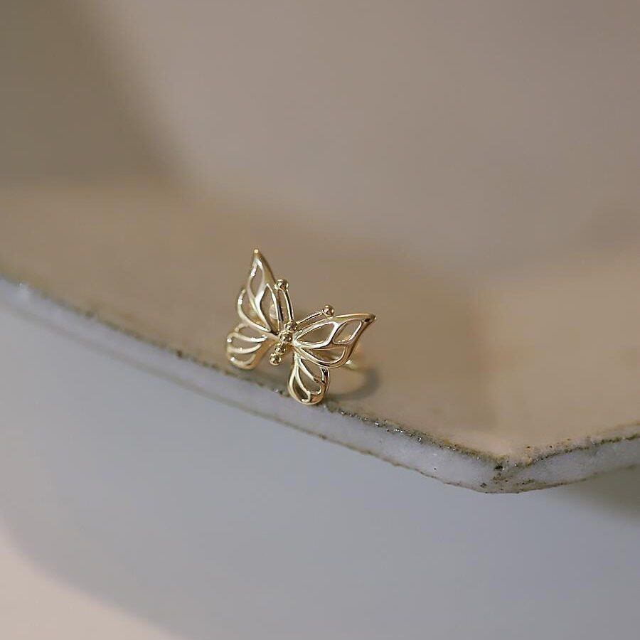 9K gold large butterfly ear bone clip