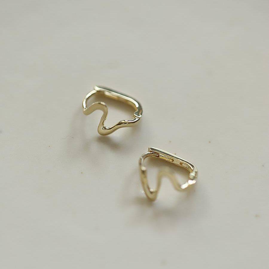 9K gold S-shaped ribbon snake-shaped ear loops