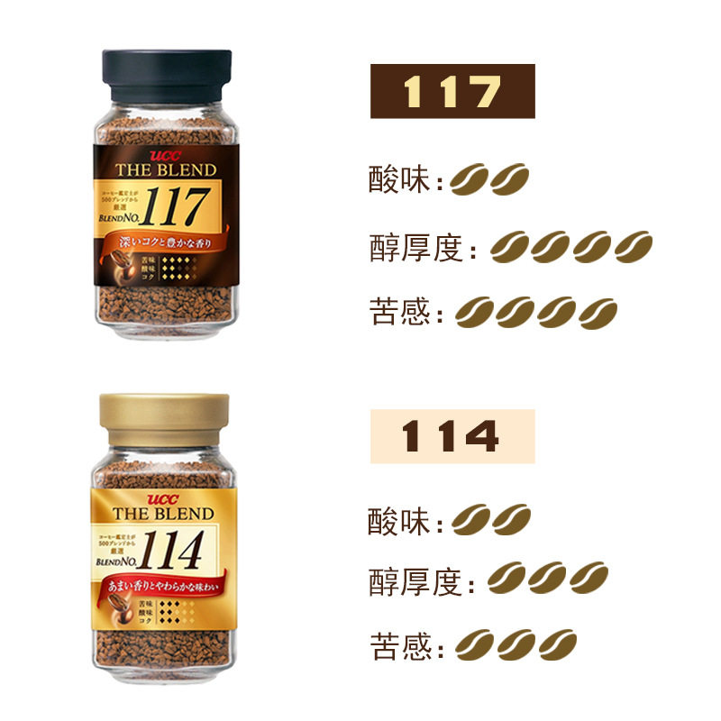 【可箱起】日本悠诗诗正品UCC117 114咖啡瓶装速溶冻干黑咖啡粉