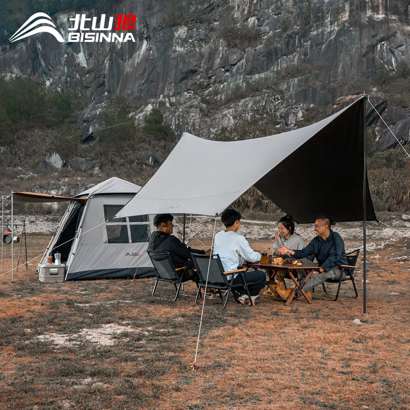 全自动帐篷黑胶天幕一体户外便捷式露营防雨野外野营过夜装备全套