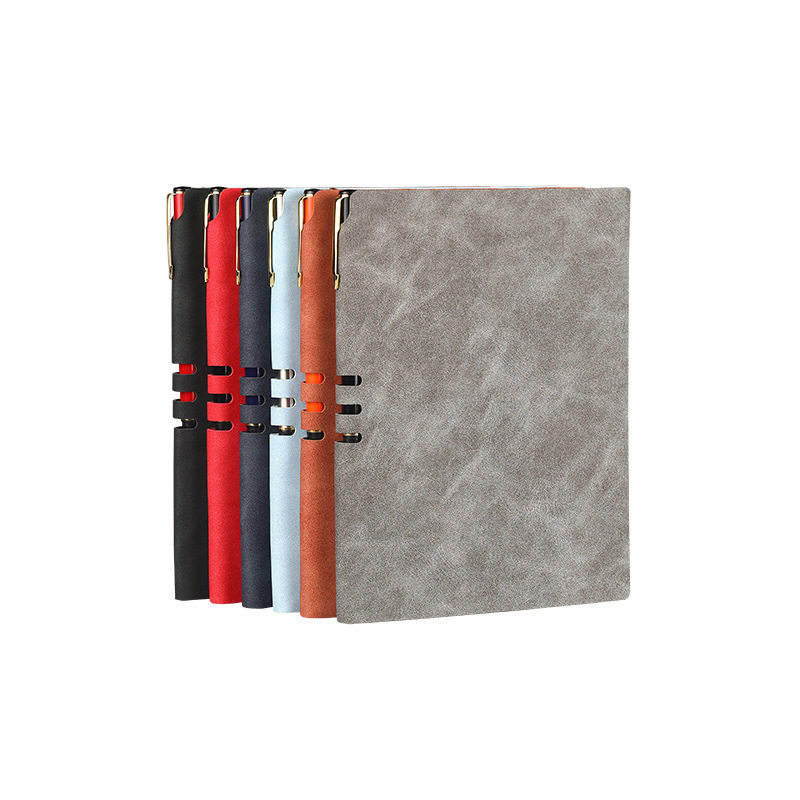 简约插笔记事本A5PU仿皮商务办公会议记录经典印花款厂家批发