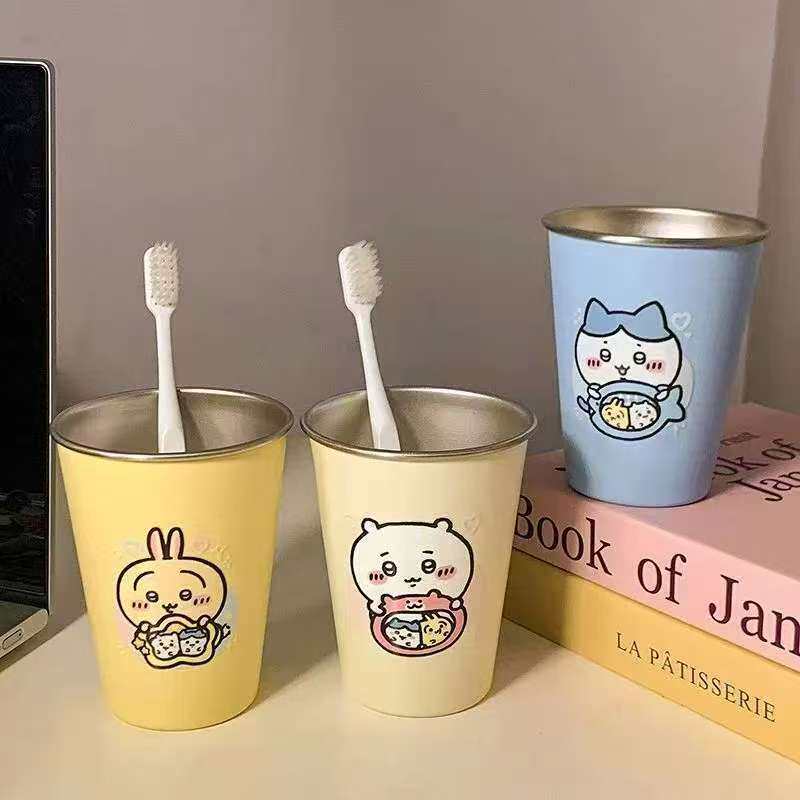 儿童304不锈钢杯高颜值喝水亲子卡通创意高颜值款漱口牙刷杯防霉