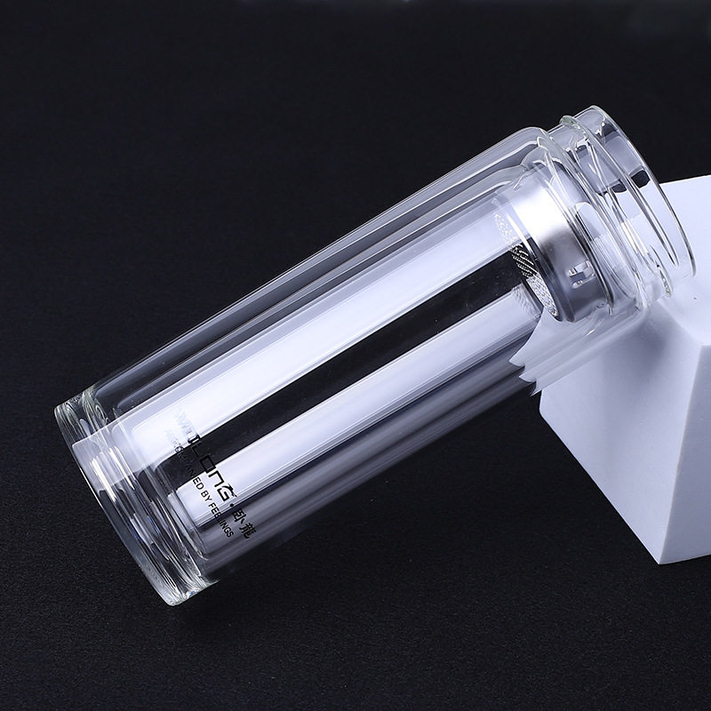 卧龙双层加厚玻璃杯高硼耐热家用礼品男女车载便携隔热双层玻璃杯