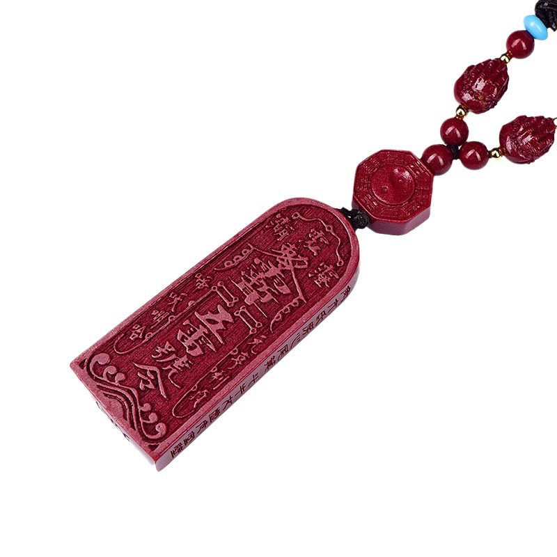 Taoist Cinnabar Five Thunder Command Pendant for Warding Off Evil, Protection, and Attracting Wealth and Luck.