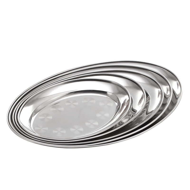 不锈钢无磁蛋形盘旦形浅盘肠粉盘餐盘餐具酒店餐厅菜盘家用鱼盘