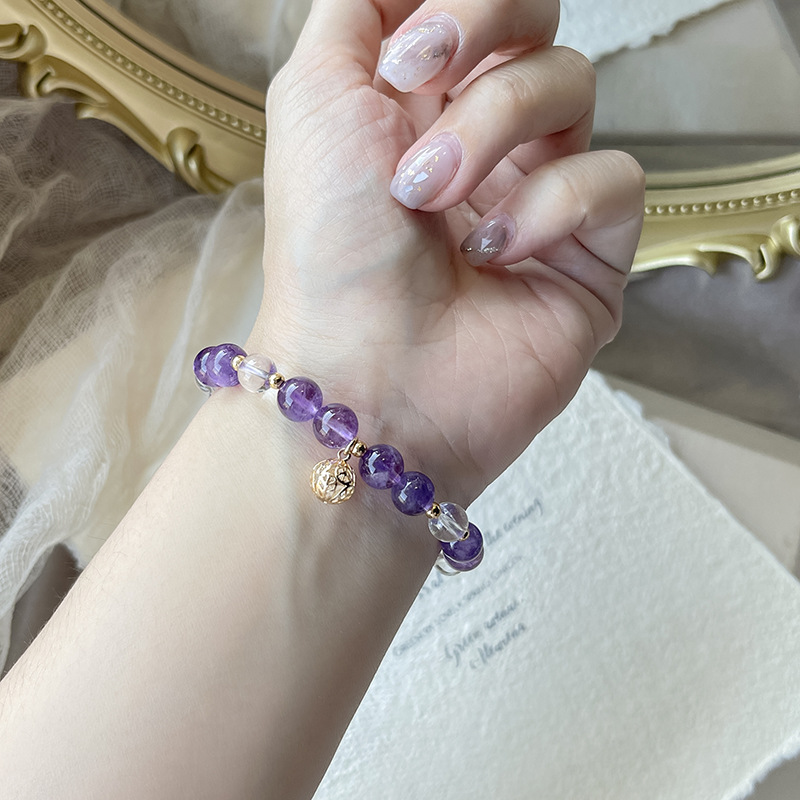 Natural Amethyst Bracelet Energy Stone for Wealth, Luck, and Sleep Aid