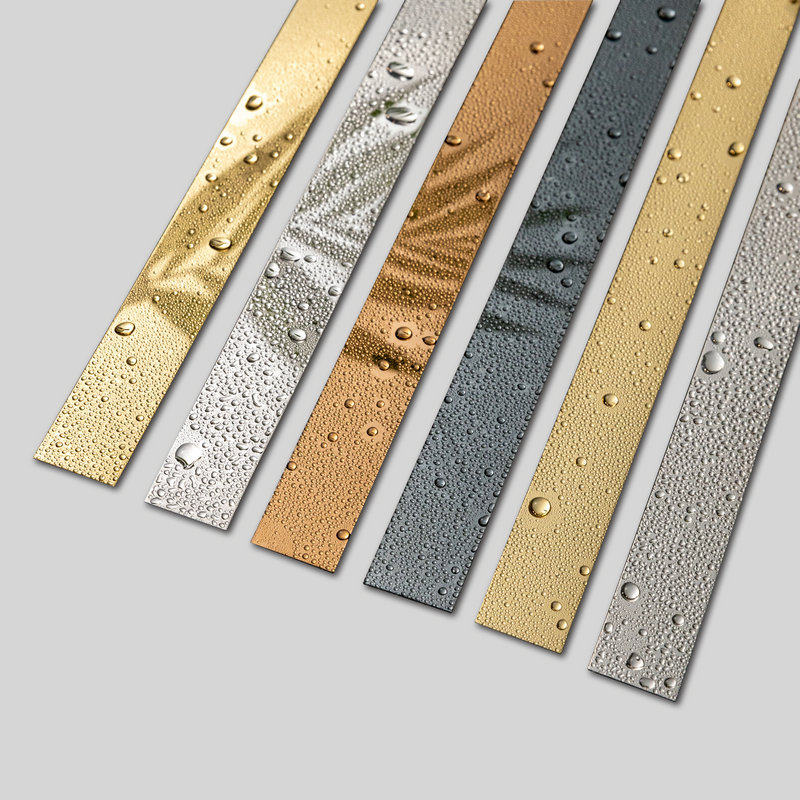 亮黑钛金不锈钢装饰条一字平板压条吊顶电视背景墙自粘收边踢脚线