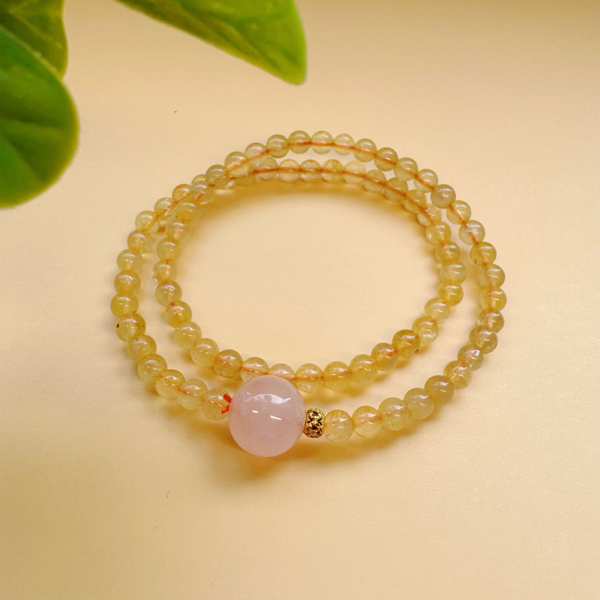Natural Crystal Rutilated Quartz Bracelet, Wealth Attracting and Luck Changing Energy Bracelet, Unisex Design.