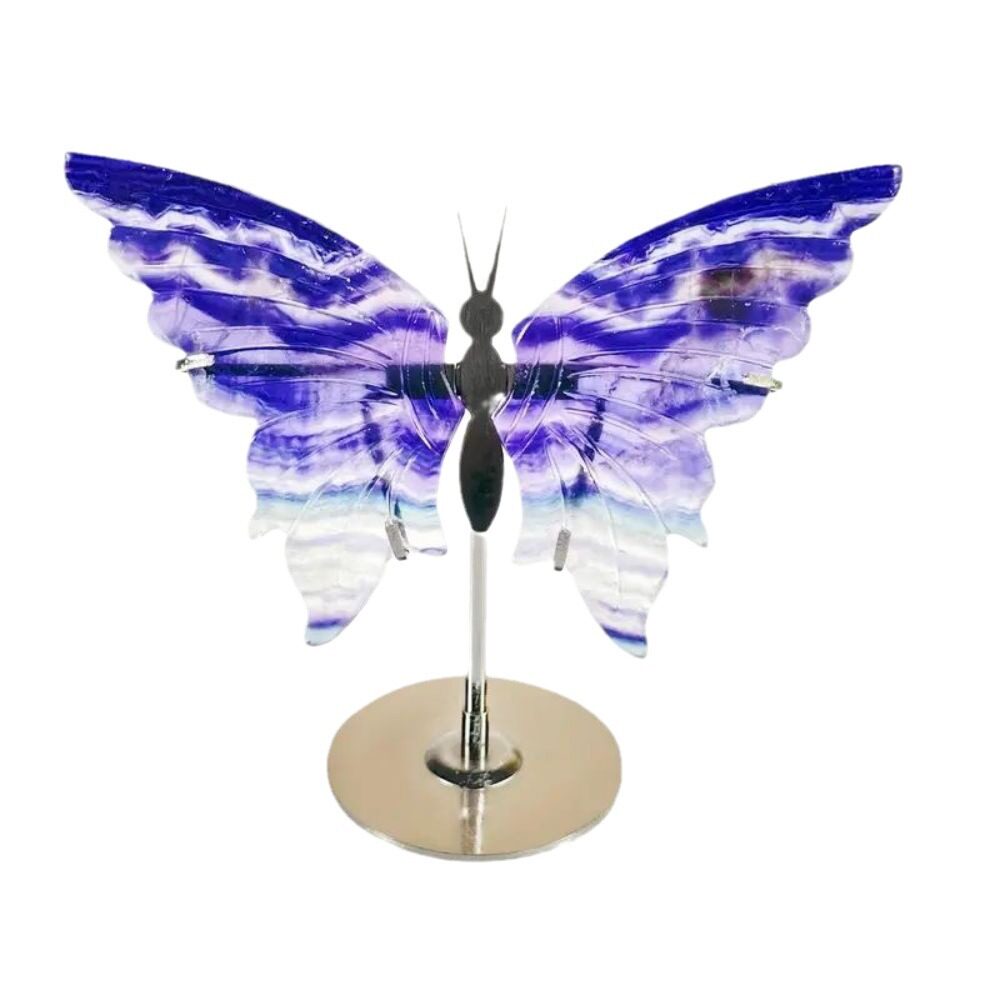 Crystal Butterfly Wings — Hand-Carved Crystal Butterfly Display