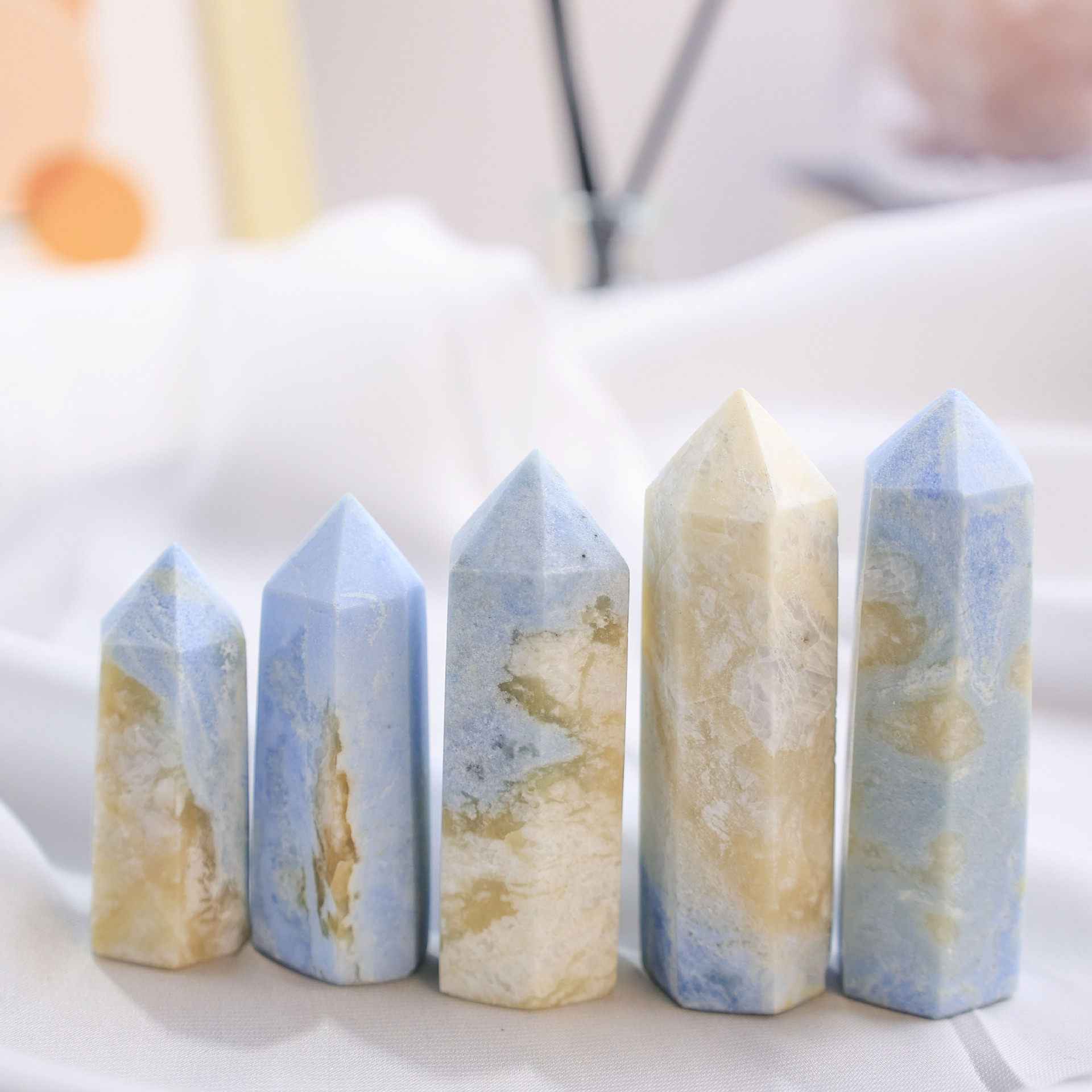 Blue Elf Tower — Natural Blue Crystal Hexagonal Energy Point