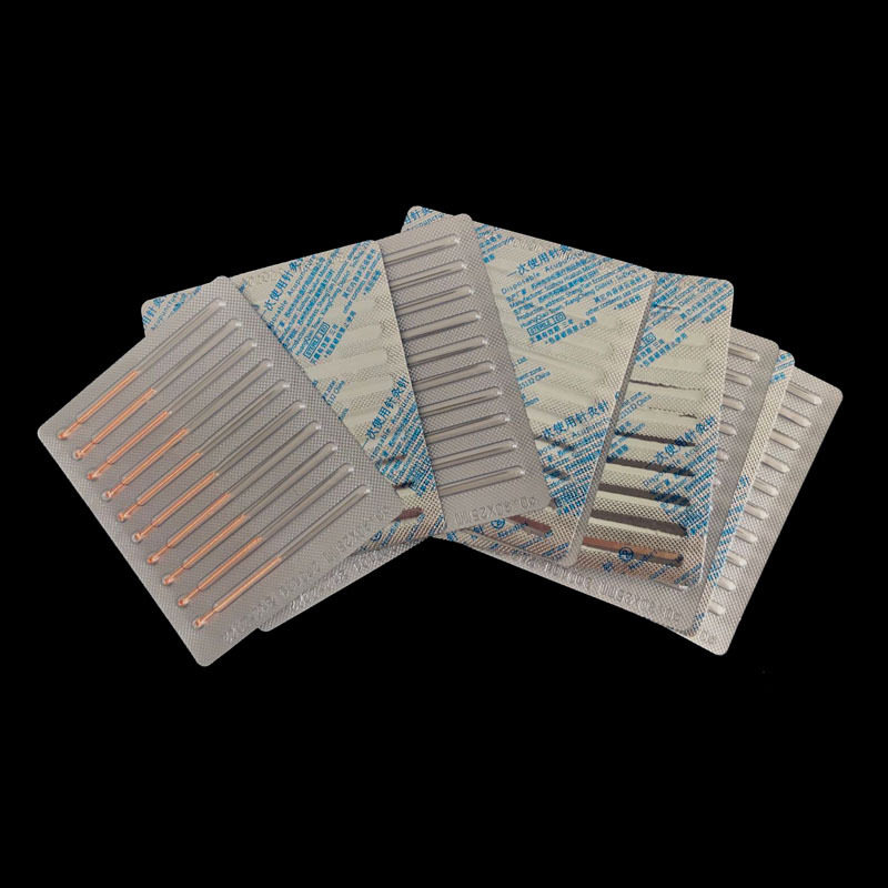 张仲景一次性针灸针 铜柄针灸针紫铜环柄毫针耳针面针 一盒100支