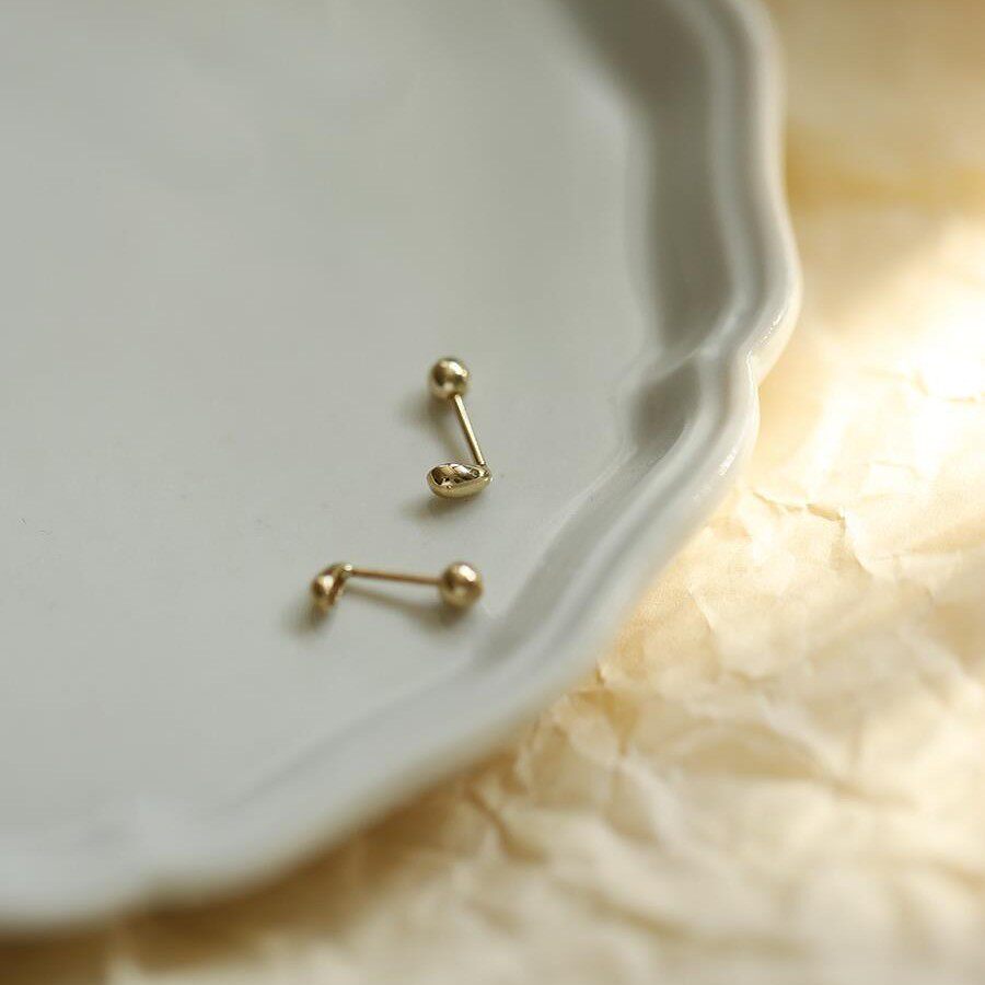 9K gold glossy three-dimensional water drop screw ear studs