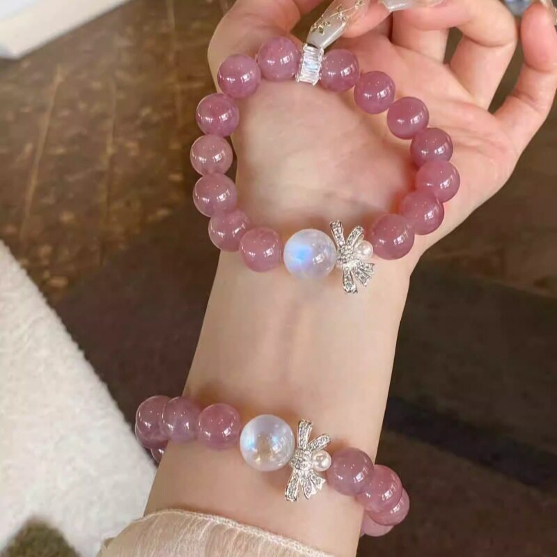 Rose Quartz Amethyst Tower Crystal Bracelet