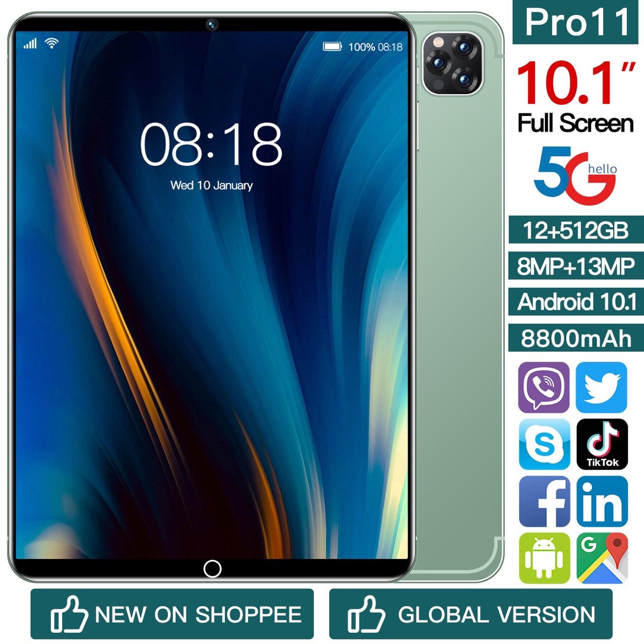 2025新款现货跨境10寸平板电脑源生谷歌英文系统安卓十核高清屏幕