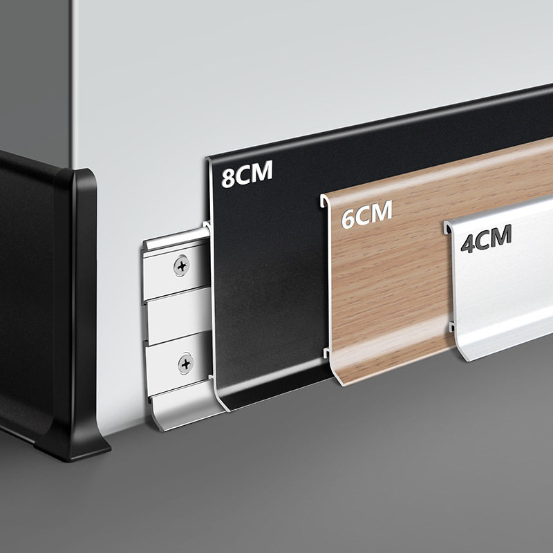 卡扣式铝合金踢脚线加厚地脚线仿木纹墙角线工程款金属踢脚板批发