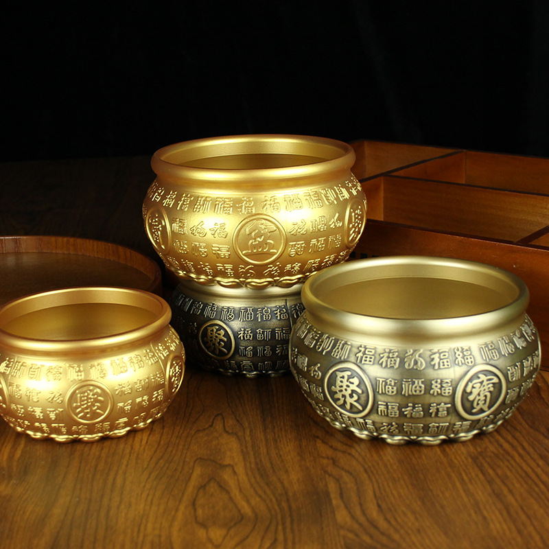 Pure Copper Treasure Bowl Feng Shui Ornament, Attracts Wealth and Blessings, Protects Home and Dispels Negative Energy, Home and Office Decoration for Good Luck.