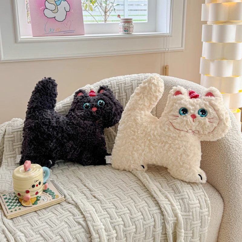 ins饼干猫抱枕沙发客厅可爱猫咪家居装饰枕头飘窗榻榻米靠枕靠垫