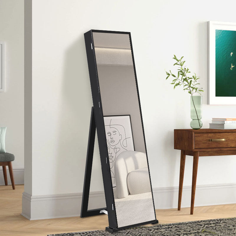 全身镜柜家用卧室首饰珠宝收纳壁挂式移动试衣镜子挂衣帽架