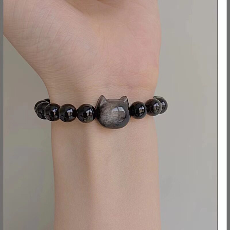 Handcrafted Silver Obsidian Bracelet