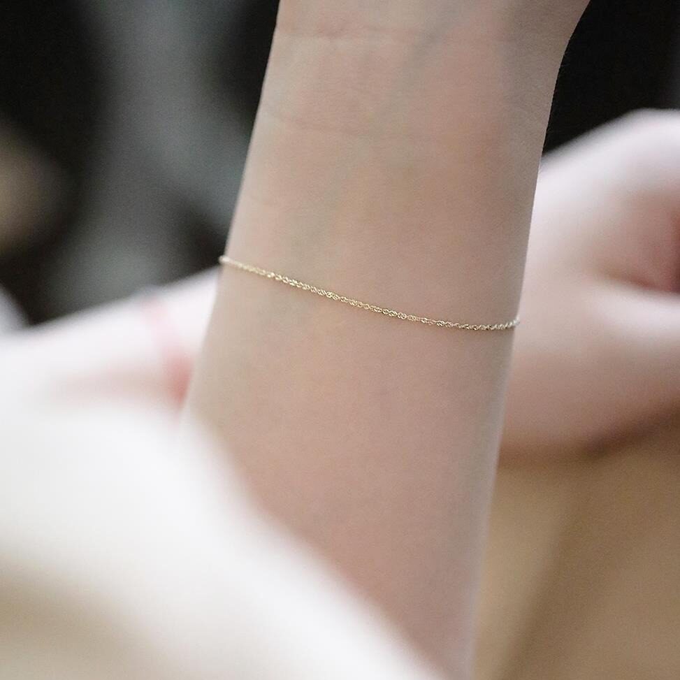 14K gold fine sparkling water wave bracelet