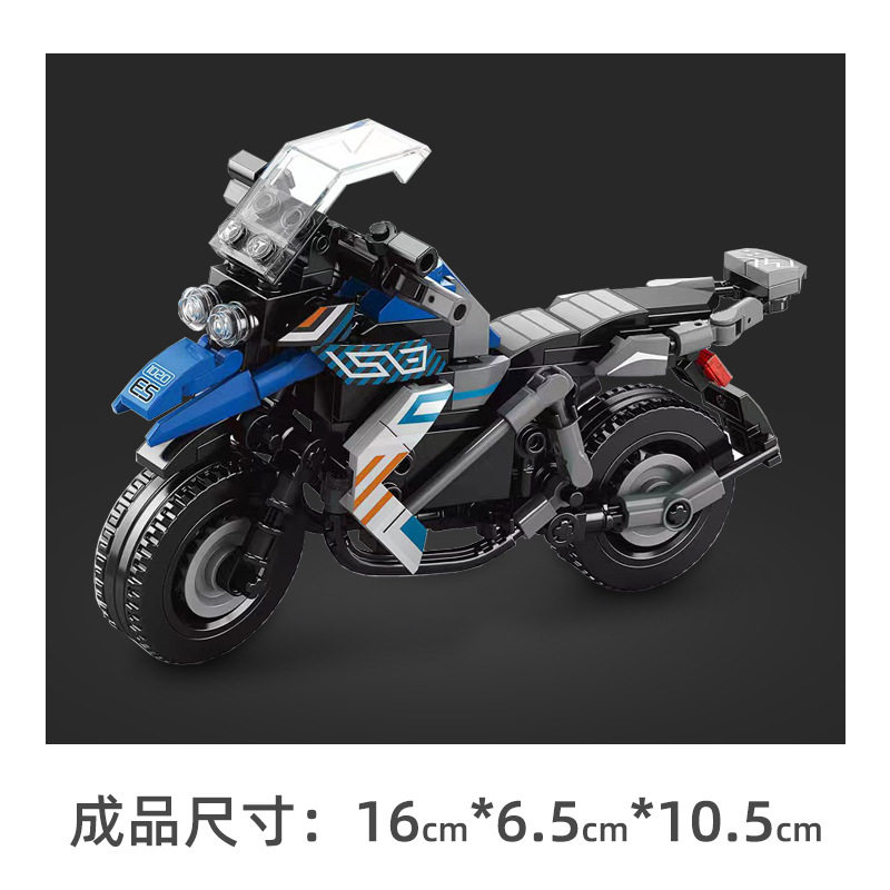 澳可越野摩托机车模型儿童益智拼装玩具男孩兼容乐高积木礼物摆件