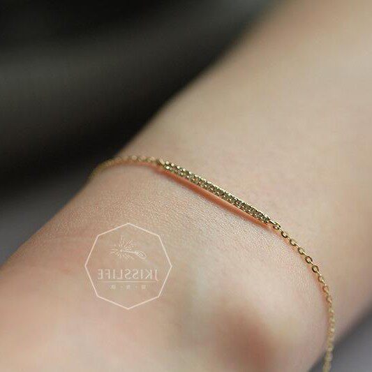 14K gold single-row diamond bracelet