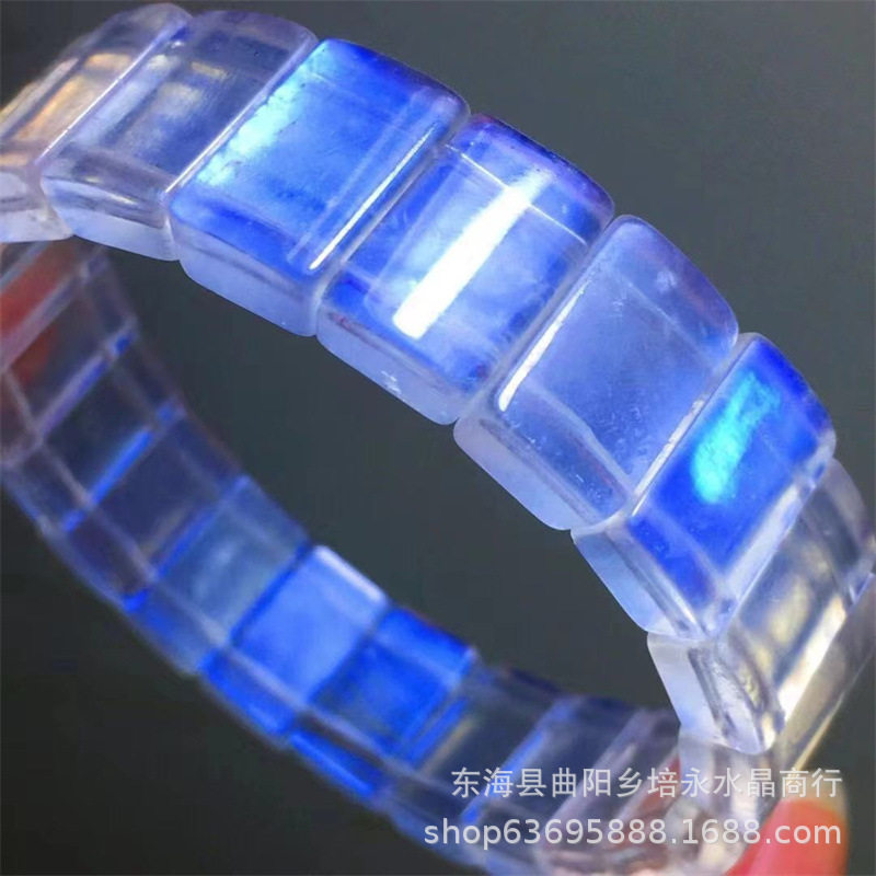 Blue Moonstone Wide Bracelet