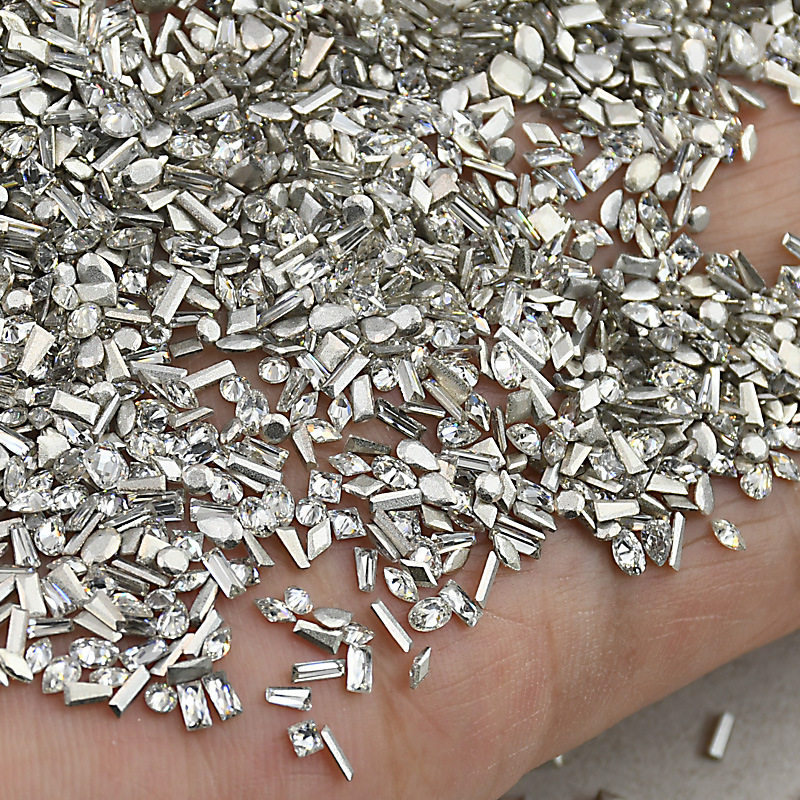 5A平底倒边锆石混装迷你异形超闪透白马眼美甲钻 diy钻饰美甲锆石