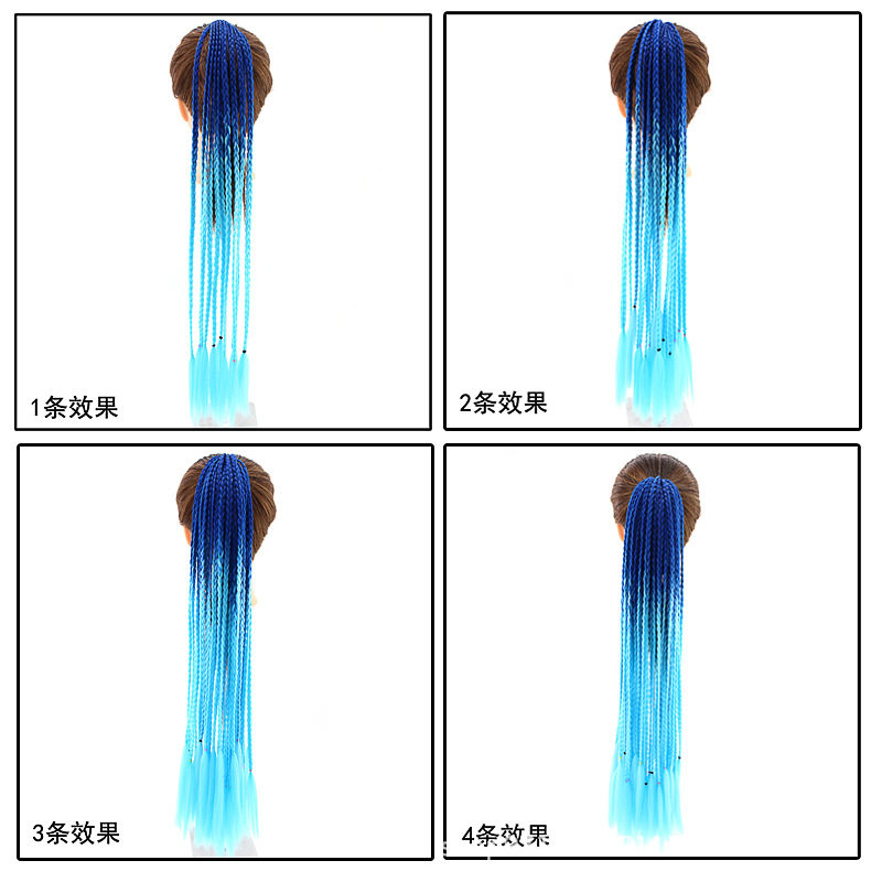 辫子假发女长发彩色小辫子嘻哈麻花渐变色民族风三股欧美脏辫马尾