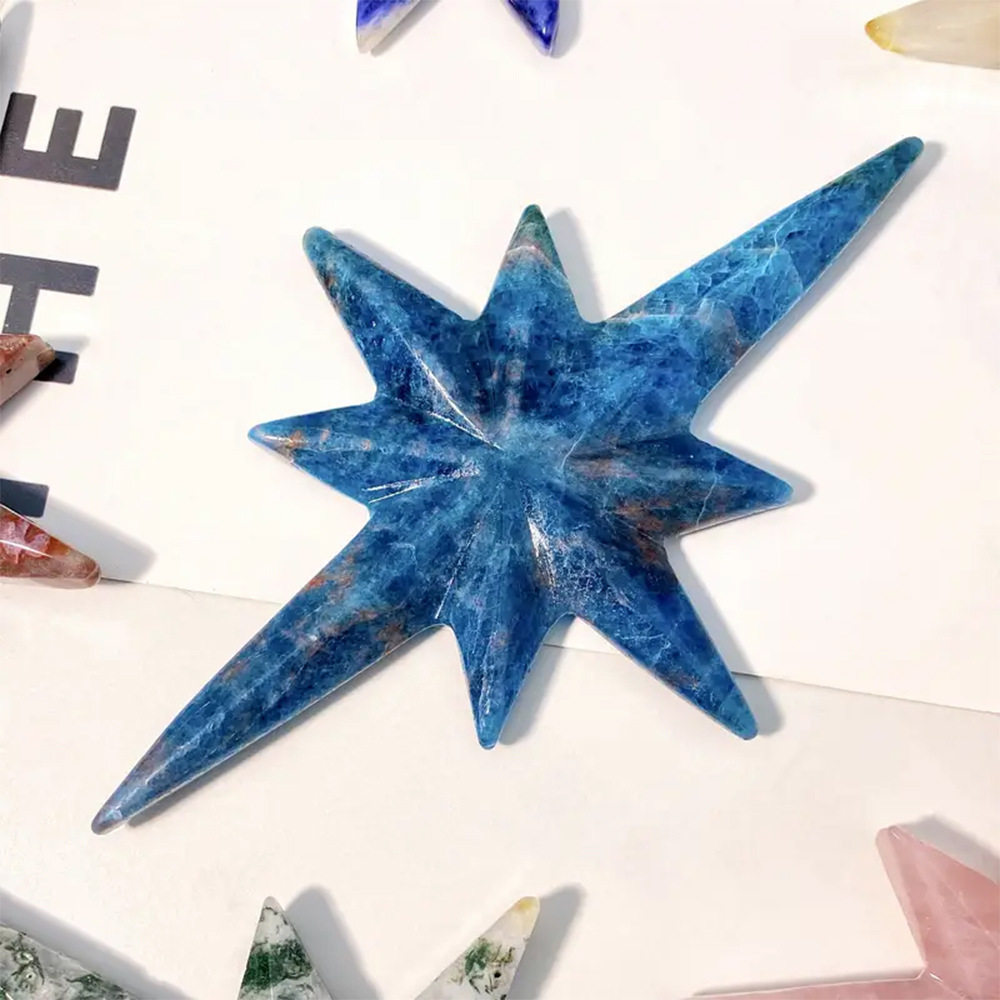 North Star Crystal Ornament — Natural Crystal Octagram Holiday Decoration