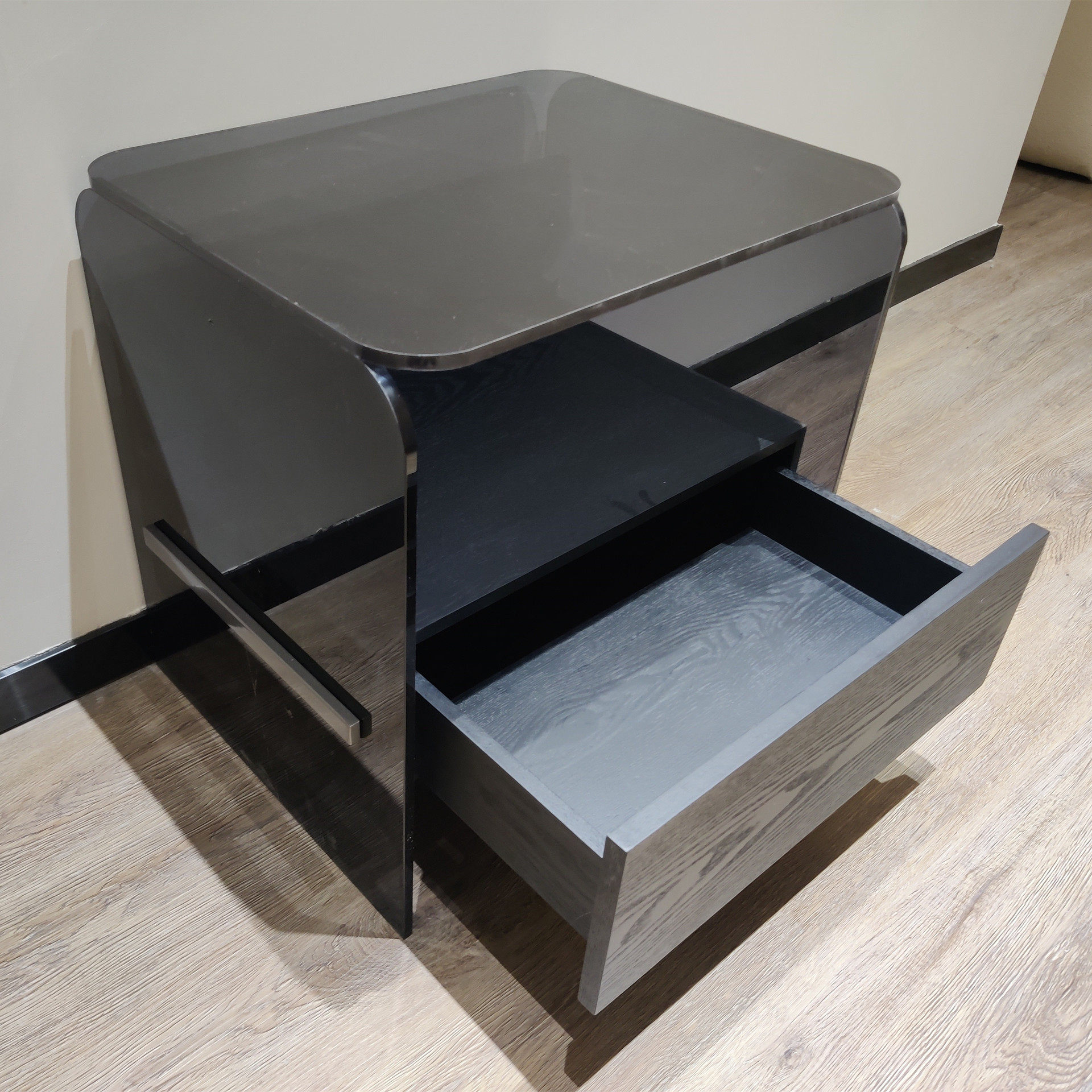 意式极简设计师实木床头柜亚克力简约现代储物柜马赛克卧室床边柜