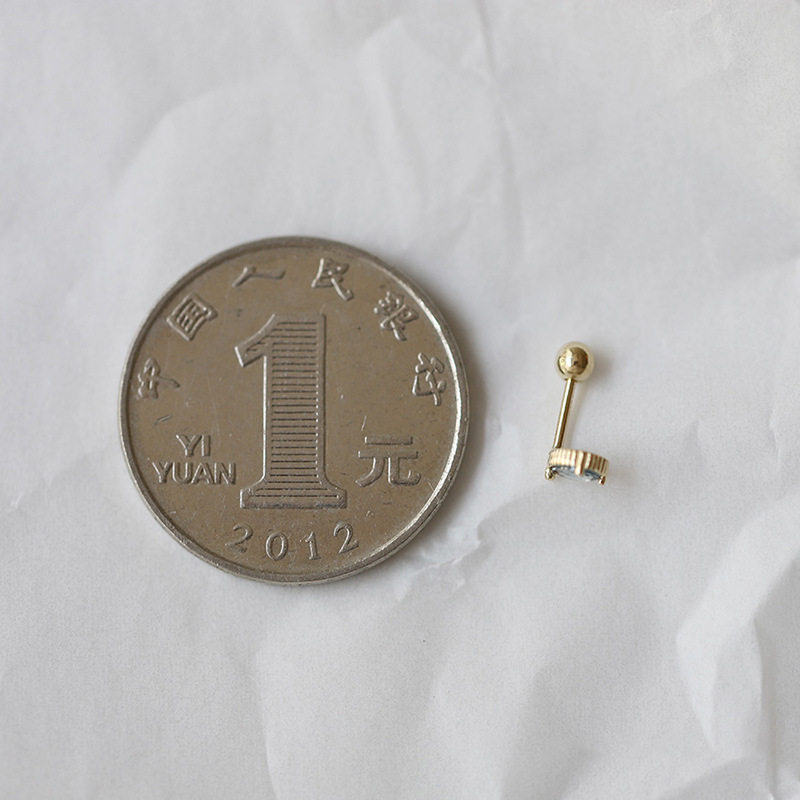9K gold water blue water drop CZ screw ear stud