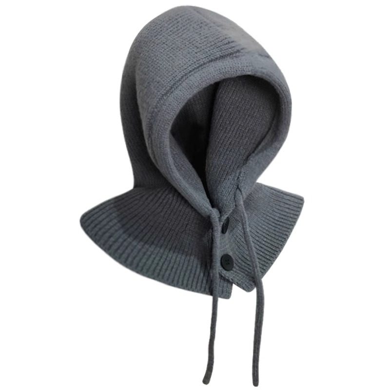 巴拉克拉法帽子女秋冬保暖针织帽子围巾一体连帽围脖护耳毛线帽男