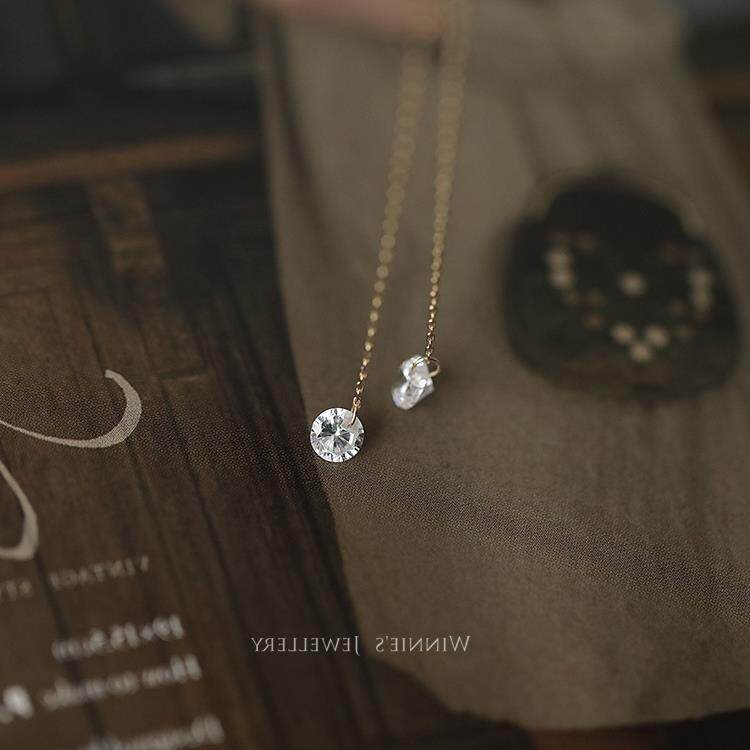 9K gold single diamond long ear thread