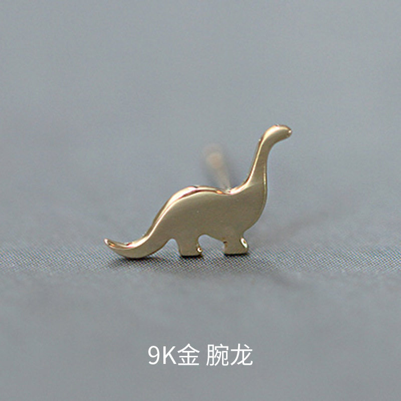 9K gold Brachiosaurus, crocodile, whale, dinosaur and animal stud earrings