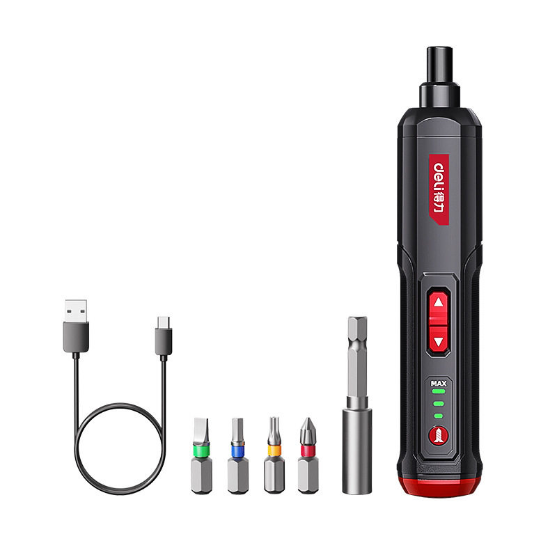 得力电批小型自动多功能起子机工具套装充电式家用锂电电动螺丝刀