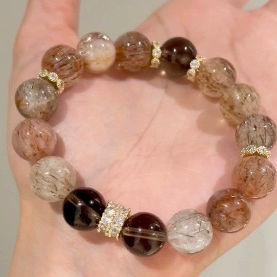Natural Crystal Smoky Quartz Bracelet | Unisex Wellness Jewelry for Wealth Attraction and Evil Repellence with Energy Boosting