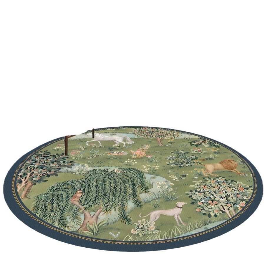 硅藻泥家用防滑客厅桌椅垫地垫中古复古地毯圆形茶几垫衣帽间