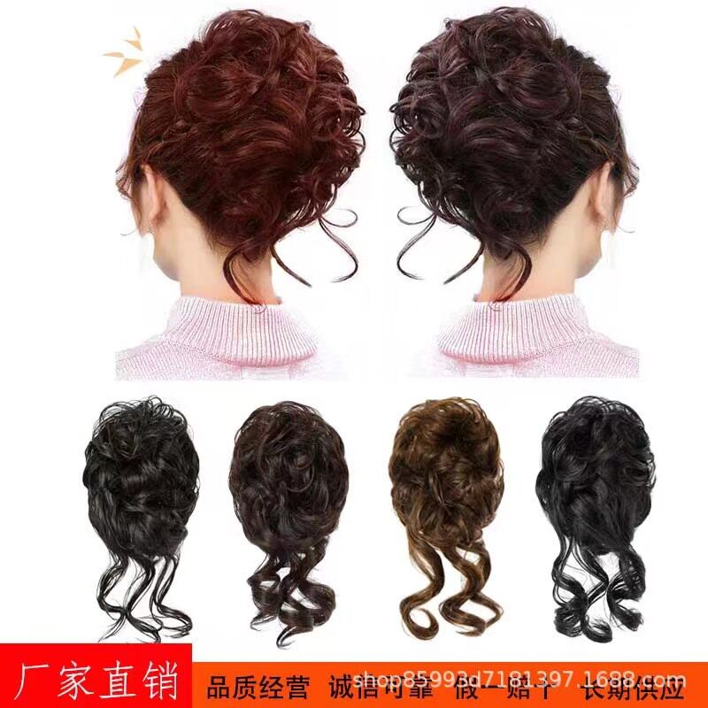 厂家现货直销丸子头假发发圈长须真发自然盘发神器花苞头发饰女蓬