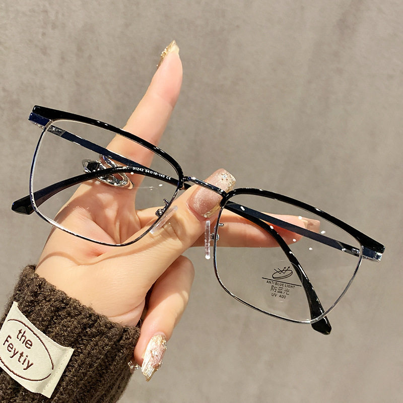 31242新款半框眼镜防蓝光眉毛近视镜斯文理工男韩版小框商务眼镜