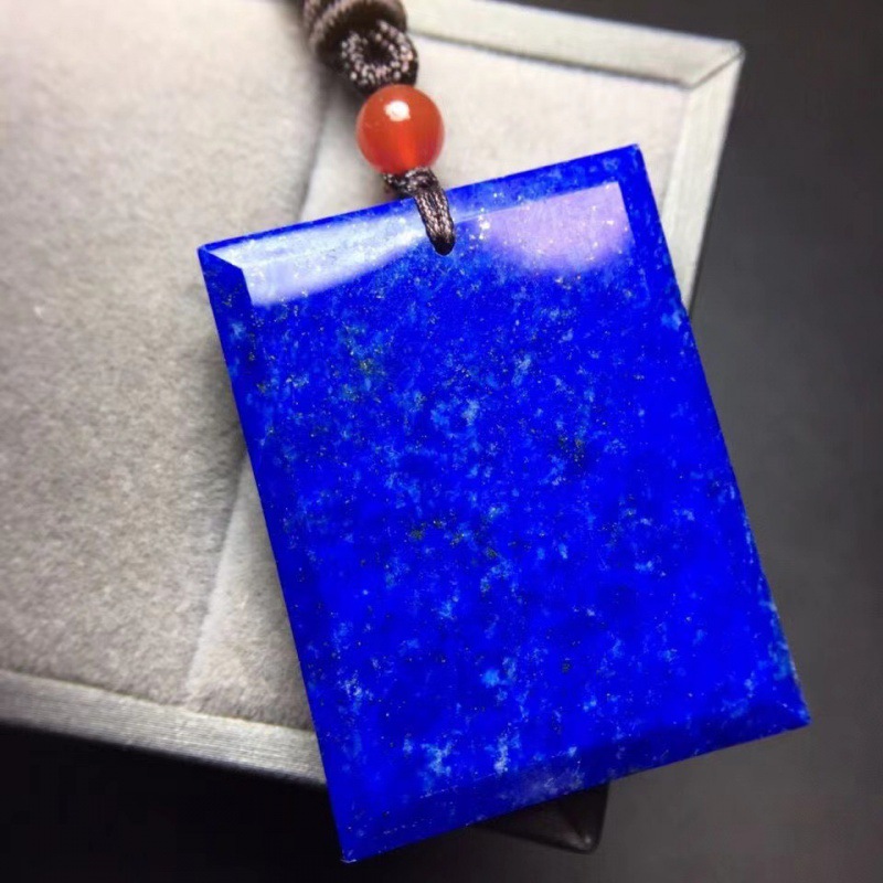 Natural Lapis Lazuli Square Pendant Amulet | Attracts Wealth, Wards Off Evil, Ensures Safety