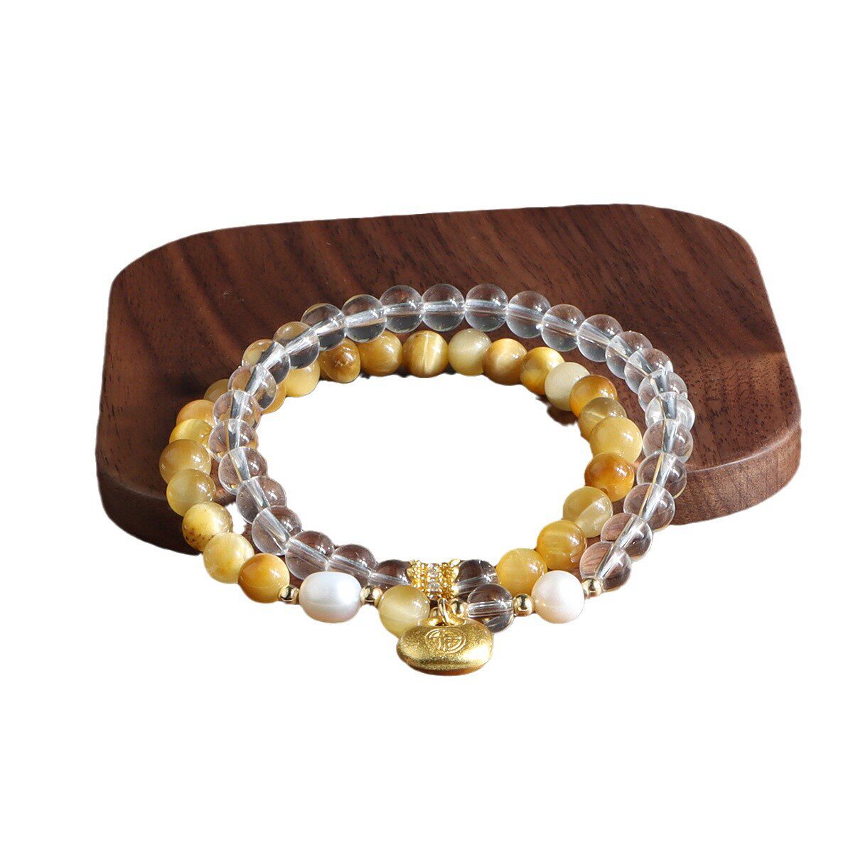 Double-Wrap Modern Chinese Clear Quartz Bracelet
