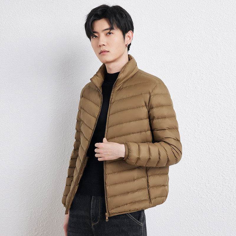 跨境平湖排骨轻薄羽绒服男士立领短款外套90绒韩版加大码一件代发