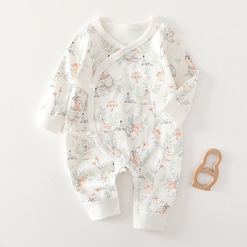 新生儿蝴蝶衣纯棉春秋四季无骨A类新生婴儿和尚服连体衣安阳童装