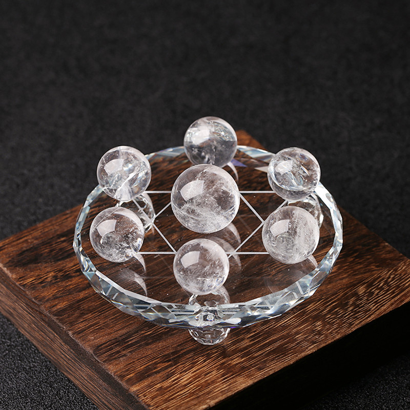 Natural Clear Crystal Quartz Seven-Star Array Disk Ornament | Energy Purification | Feng Shui Wealth Attraction | Home Decor