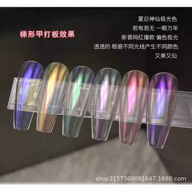 美甲打板甲片长尖长梯高透甲作品展示油胶颜色打板初学者练习甲片