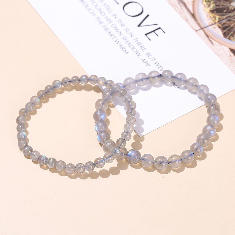 Single-Strand Ice-Grade Glass-Grade Collector's Gray Moonstone Bracelet