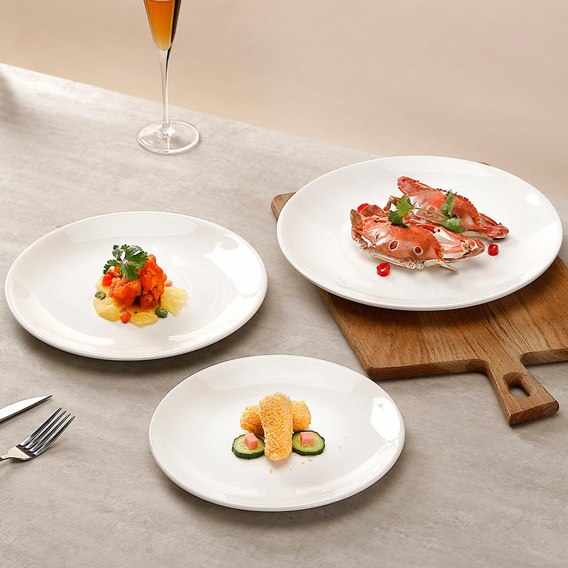 批发浅盘纯白陶瓷盘家用菜盘酒店西餐牛排盘子菜碟西式餐具平盘
