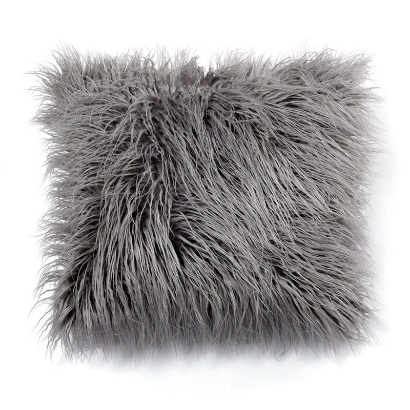 亚马逊跨境家居客厅装饰靠垫套沙发靠枕坐垫套长毛仿滩羊毛抱枕套