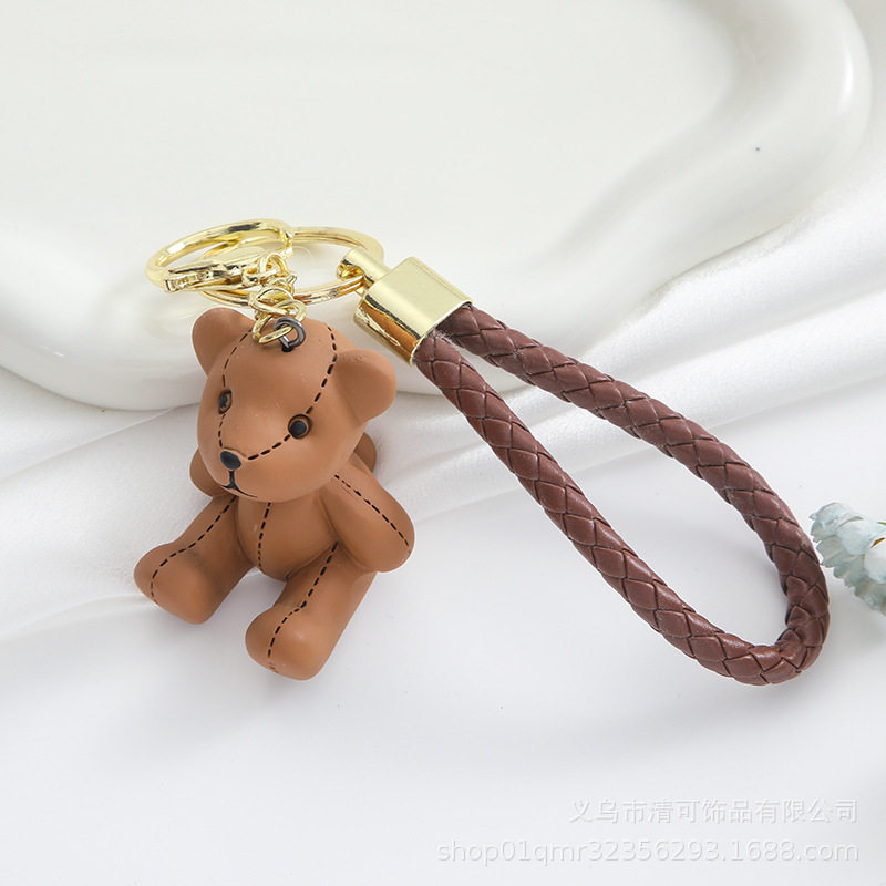 创意卡通树脂熊钥匙扣女可爱时尚精致公仔钥匙链汽车挂件包包挂件